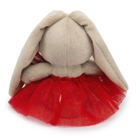 Soft toy "Bunny Mi", in a skirt with sparkles and a bow, 15 cm-2