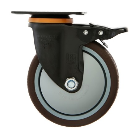 Furniture wheel Cappio d = 125, on the site, with a stop, rotary, TPR coating-1