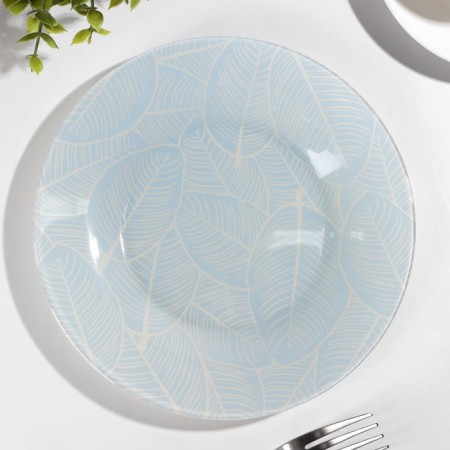 Glass plate "Livs", d = 19.5 cm, blue color