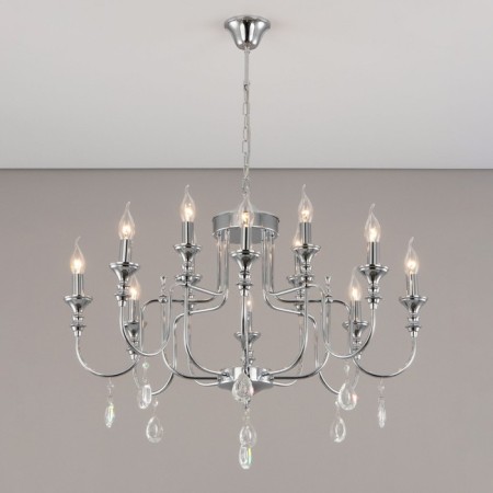 Suspended chandelier Citilux "Riga" CL437221, 81x81x82 cm, 12x60W, E14, gray color-10
