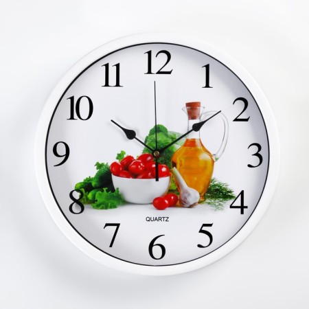 Wall clock, series: kitchen, "vegan", discrete move, d = 30 cm