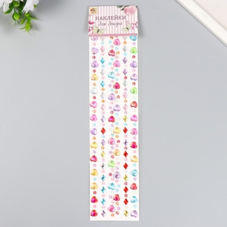 Sticker Plastic Rhinestones "Heart and Geometry" MIX 7x30 cm-1