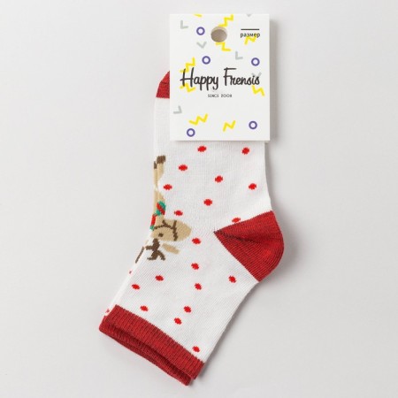 Children's socks "New Year's deer", white color, size 18-20-2