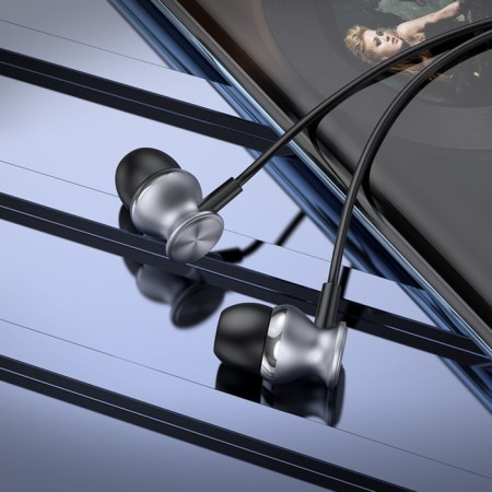 Hoco M106 headphones, wired, vacuum, microphone, 1.2 m, gray-4