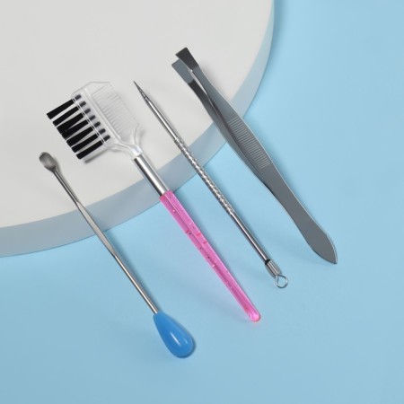 Cosmetological set, 4 objects, silver color-3
