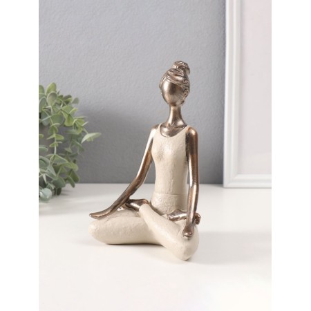 Souvenir Polystone "Girl on Yoga - Breath" under bronze 8x13x19 cm-3
