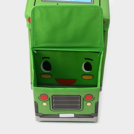 Stellyer box for storage with a lid of the school bus, 55 × 26 × 32 cm, 2 compartments, color green-5