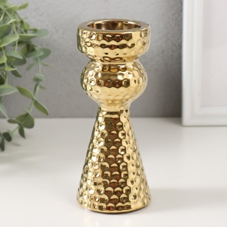 Ceramics candlestick per 1 candle "Terra" d = 3.5 cm gold 6x6x14.7 cm-1