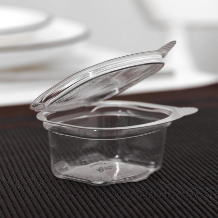 A plastic disposable container-liner with a lid, 30 ml, PET, color transparent color-1