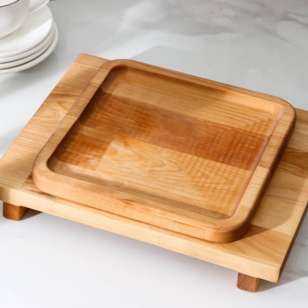 Grootboard ADELICA, with a retractable tray, saturated with mineral oil, 30 × 24 cm, a tray 22 × 22 cm, birch-2
