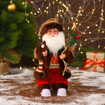 Santa Claus "in a brown fur coat, with a staff" moves, 11x30 cm