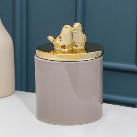 Ceramic bank for bulk products of the Golden Wing, 750 ml, beige color