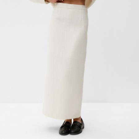 Maxi skirt Women's tweed MIST R.42, Milk-4