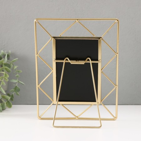 Photo frame Metal in 1 photo 10x15 cm "Loft. Triangles" gold 18x1x22 cm-2
