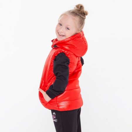 Vest for girls, red color, height 134 cm-4