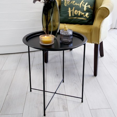 Folding metal table-stalk 2 in 1, 470 × 470 × 505 mm, black color