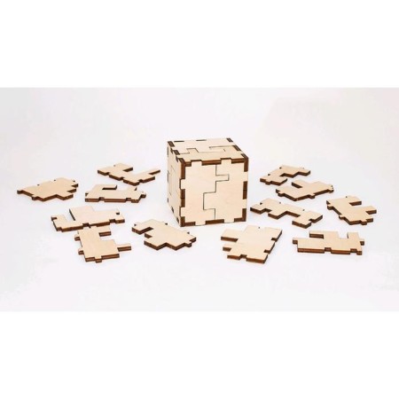 Wooden designer-heading "Cube 3D Puzzle"