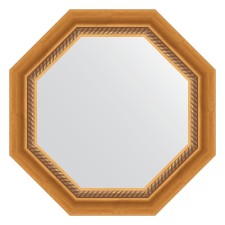 Mirror in the baguette frame, aged gold with weaving 70 mm, 53.2x53.2 cm