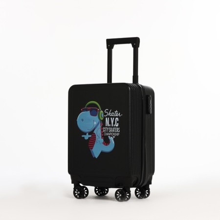Small 18 suitcase, lightning department, 4 wheels, black color