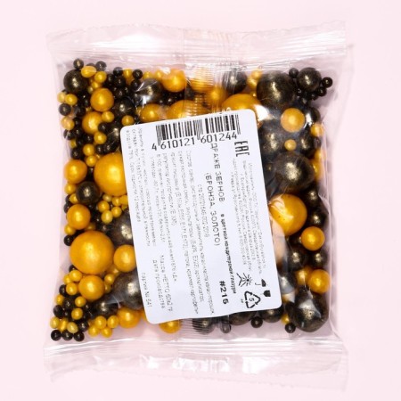 Sprinking confectionery in color glaze "Pearls" gold, bronze, 50 g-3