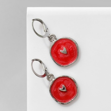 Earms Emal "Art" heart, red color in silver-1