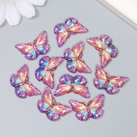 Decor for creativity plastic "Butterfly with golden points" Violet 1.5x2.3 cm-2