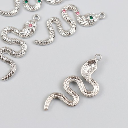 Decor for creativity metal, rhinestones "Snake with gems" silver 0.4x1.7x4.2 cm-2