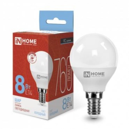 LED lamp In Home, E14, 8 W, 760 lm, 6500 K, Cold white glow