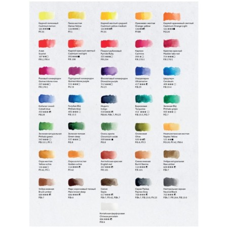 A watercolor art in cuvette, 36 colors x 2.5 ml, gamut "Old Master", 110820211-4