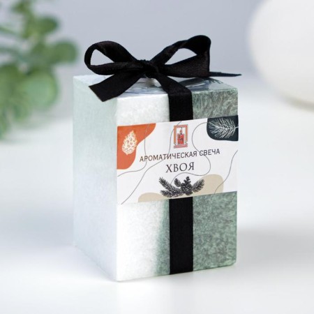 Candle cube 5x7.5cm, "crystalline pattern", coniferous