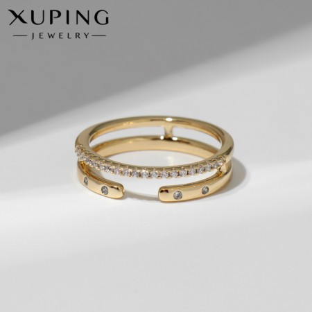 Xuping ring two lines, white color in gold, size 18