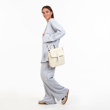 City backpack of artificial leather with lightning, milk color-6