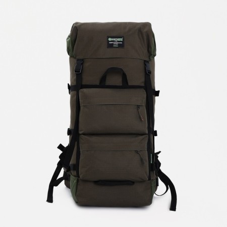 Tourist backpack, 100 l, lightning department, 3 outer pockets, Huntsman, Khaki color