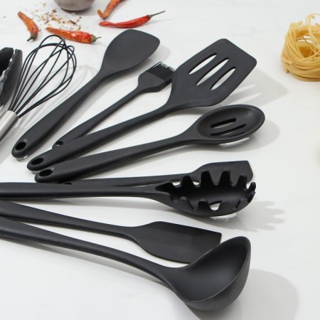 A set of kitchen supplies Black, 10 objects, black color-4