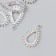 Decor for creativity metal, rhinestones "drop" silver 1.6x2.7 cm