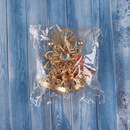 Christmas tree decoration "Bell with flower" 11x10 cm, gold-2