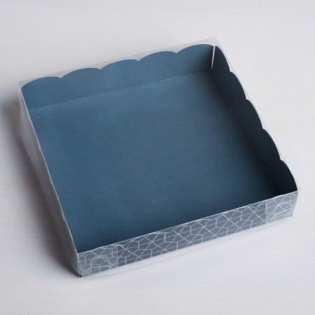 Cookie box, confectionery packaging with PVC lid, Present, 15 x 15 x 3 cm-1