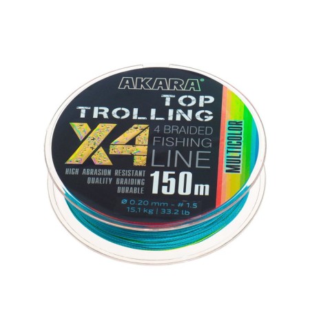 AKARA TOP Trolling X4 cord, diameter 0.2 mm, test 15.1 kg, 150 m, multicolor