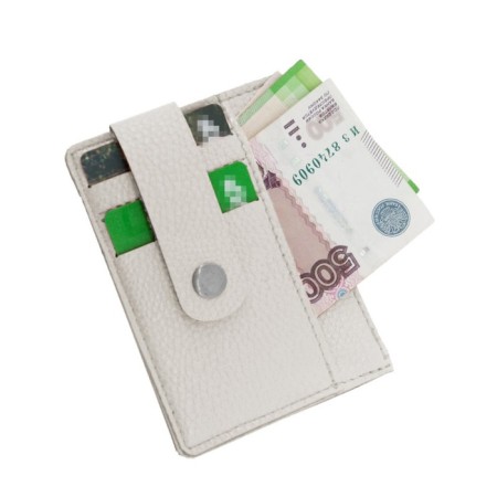 Cartholder, genuine leather, white 11x8x1 cm