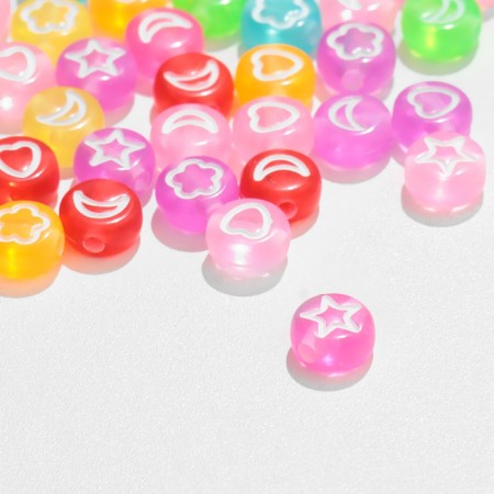 Acrylic bead "Drawings" (mix), 7 × 4 mm, set 10 g, color mix-1