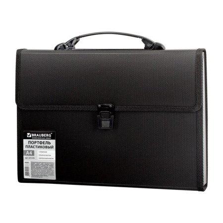 Plastic portfolio A4, 332 x 245 x 35 mm, 13 departments, texture, plastic index, black