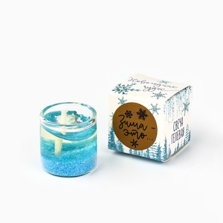Gel candle in a glass Winter is.. "New Year's miracles", without aroma, a strict-layer, 2.5 x 2.5 x 2.5 cm-4