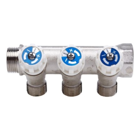 Aqualink threaded manifold, 3/4 "x3/4" x1/2 ", internal/outer, 3 exits, with valves-1