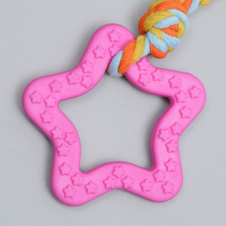 Chewing toy with a rope "Star with a tail", pink-3
