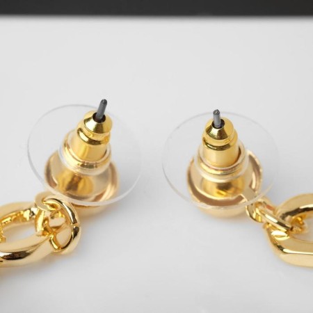 Earrings Metal "Pins" on oval, color gold-1