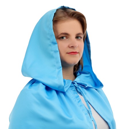 Adult carnival cloak, satin, blue -length color 120cm-1