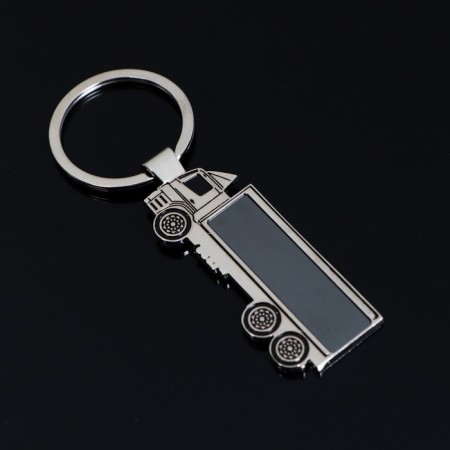 Cartage keychain, "truck", metal, chrome