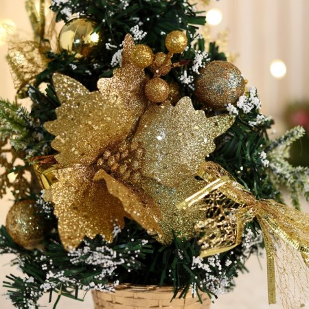 Christmas tree decor "festive" flower balls, 15x29 cm, gold-1