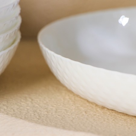 A set of dining plates luminarc diwali shells, d = 25 cm, glass ceramics, 6 pcs, white color-3