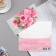 Money envelope "Happy Birthday!" embossing, pink bouquet, 16.5x8.5 cm